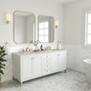 Chicago 72" Double Vanity, Glossy White, w/ 3 CM Carrara Marble Top