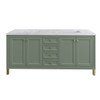 Chicago 72" Double Vanity, Smokey Celadon, w/ 3 CM Carrara Marble Top
