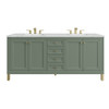 Chicago 72" Double Vanity, Smokey Celadon, w/ 3 CM Ethereal Noctis Silestone® Top