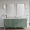 Chicago 72" Double Vanity, Smokey Celadon, w/ 3 CM Victorian Silver Silestone Top w/ FreePower Wireless Charger