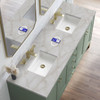 Chicago 72" Double Vanity, Smokey Celadon, w/ 3 CM Victorian Silver Silestone Top w/ FreePower Wireless Charger