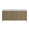 Chicago 72" Double Vanity, Walnut Whisper, w/ 3 CM Eternal Jasmine Pearl Silestone® Top