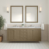 Chicago 72" Double Vanity, Walnut Whisper, w/ 3 CM Ethereal Noctis Silestone Top w/ FreePower Wireless Charger