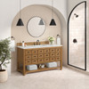 Malibu 60" Single Vanity, Amber Birch w/ 3 CM Eternal Jasmine Pearl Top