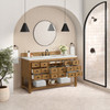Malibu 60" Single Vanity, Amber Birch w/ 3 CM Ethereal Noctis Top w/ FreePower Wireless Charger