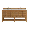 Malibu 72" Double Vanity, Amber Birch w/ 3 CM Eternal Jasmine Pearl Top