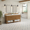 Malibu 72" Double Vanity, Amber Birch w/ 3 CM Ethereal Noctis Top w/ FreePower Wireless Charger