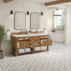 Malibu 72" Double Vanity, Amber Birch w/ 3 CM Ethereal Noctis Top w/ FreePower Wireless Charger