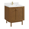 Laurent 30" Single Vanity, Honey Oak w/ Single Hole 3 CM White Zeus Silestone Top and Matching Backsplash