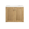 Laurent 30" Single Vanity, Light Natural Oak w/ 3 CM White Zeus Top