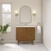 Laurent 36" Single Vanity, Honey Oak w/ Single Hole 3 CM White Zeus Silestone Top and Matching Backsplash