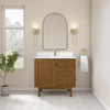 Laurent 36" Single Vanity, Honey Oak w/ Single Hole 3 CM White Zeus Silestone Top and Matching Backsplash