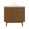 Laurent 36" Single Vanity, Honey Oak w/ 3 CM Eternal Jasmine Pearl Silestone Top