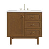 Laurent 36" Single Vanity, Honey Oak w/ 3 CM White Zeus Silestone Top