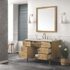 Laurent 48" Single Vanity, Light Natural Oak w/ 3 CM Victorian Silver Top w/FreePower Wireless Charger