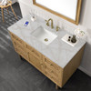 Laurent 48" Single Vanity, Light Natural Oak w/ 3 CM Victorian Silver Top w/FreePower Wireless Charger