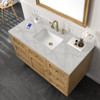 Laurent 48" Single Vanity, Light Natural Oak w/ 3 CM Victorian Silver Top w/FreePower Wireless Charger
