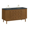 Laurent 60" Double Vanity, Honey Oak w/ 3 CM Charcoal Soapstone Silestone Top