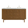 Laurent 60" Double Vanity, Honey Oak w/ 3 CM Ethereal Noctis Silestone Top