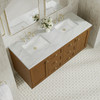 Laurent 60" Double Vanity, Honey Oak w/ 3 CM Ethereal Noctis Silestone Top