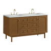 Laurent 60" Double Vanity, Honey Oak w/ 3 CM Ethereal Noctis Silestone Top