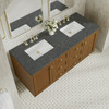 Laurent 60" Double Vanity, Honey Oak w/ 3 CM Parisien Bleu Silestone Top