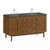 Laurent 60" Double Vanity, Honey Oak w/ 3 CM Parisien Bleu Silestone Top