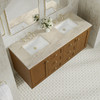 Laurent 60" Double Vanity, Honey Oak w/ 3 CM Tajnar Eclos Top