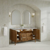 Laurent 60" Double Vanity, Honey Oak w/ 3 CM Victorian Silver Silestone Top