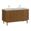 Laurent 60" Double Vanity, Honey Oak w/ 3 CM Victorian Silver Silestone Top