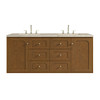 Laurent 60" Double Vanity, Honey Oak w/ 3 CM Tajnar Eclos Top w/FreePower Wireless Charger