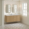 Laurent 60" Double Vanity, Light Natural Oak, w/ 3 CM Carrara Marble Top