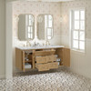 Laurent 60" Double Vanity, Light Natural Oak, w/ 3 CM Carrara Marble Top