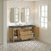 Laurent 60" Double Vanity, Light Natural Oak, w/ 3 CM Charcoal Soapstone Quartz Top