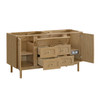 Laurent 60" Double Vanity, Light Natural Oak, w/ 3 CM Charcoal Soapstone Quartz Top
