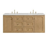 Laurent 60" Double Vanity, Light Natural Oak, w/ 3 CM Eternal Jasmine Pearl Quartz Top