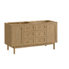 Laurent 60" Double Vanity, Light Natural Oak, w/ 3 CM Eternal Jasmine Pearl Quartz Top