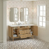 Laurent 60" Double Vanity, Light Natural Oak, w/ 3 CM Lime Delight Quartz Top
