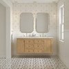 Laurent 60" Double Vanity, Light Natural Oak, w/ 3 CM Victorian Silver Quartz Top w/FreePower Wireless Charger