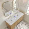 Laurent 60" Double Vanity, Light Natural Oak, w/ 3 CM Victorian Silver Quartz Top w/FreePower Wireless Charger