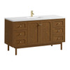Laurent 60" Single Vanity, Honey Oak w/ Single Hole 3 CM White Zeus Silestone Top and Matching Backsplash