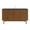 Laurent 60" Single Vanity, Honey Oak w/ 3 CM Charcoal Soapstone Silestone Top