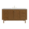 Laurent 60" Single Vanity, Honey Oak w/ 3 CM Ethereal Noctis Silestone Top w/FreePower Wireless Charger