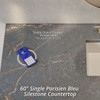 Laurent 60" Single Vanity, Light Natural Oak, w/ 3 CM Parisien Bleu Silestone Top w/ FreePower Wireless Charger