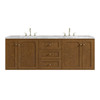 Laurent 72" Double Vanity, Honey Oak w/ 3 CM Carrara Marble Top