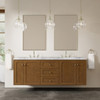 Laurent 72" Double Vanity, Honey Oak w/ 3 CM Carrara Marble Top
