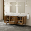 Laurent 72" Double Vanity, Honey Oak w/ 3 CM Carrara Marble Top