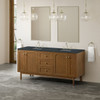 Laurent 72" Double Vanity, Honey Oak w/ 3 CM Charcoal Soapstone Silestone Top