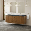 Laurent 72" Double Vanity, Honey Oak w/ 3 CM Charcoal Soapstone Silestone Top