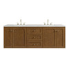 Laurent 72" Double Vanity, Honey Oak w/ 3 CM Ethereal Noctis Silestone Top w/FreePower Wireless Charger